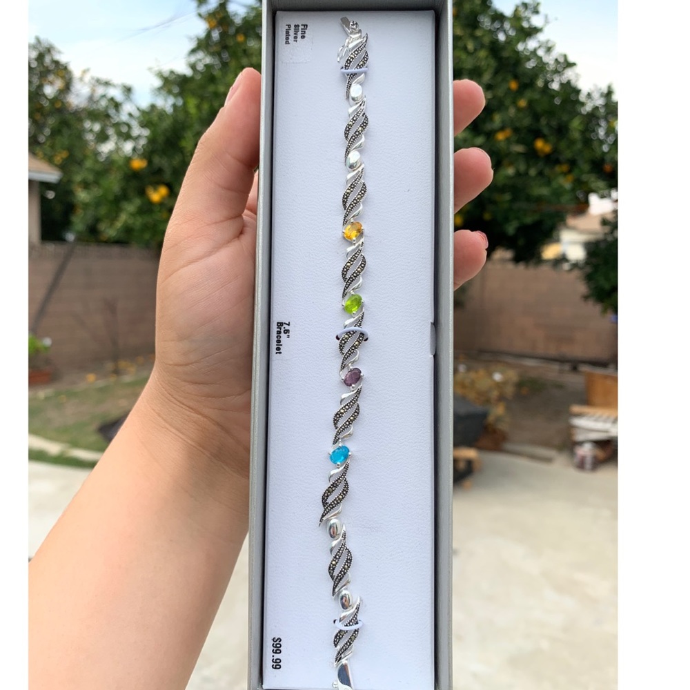 Fine silver plated multi color bracelet